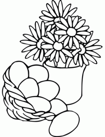 Easter Basket and Vase with Flowers coloring page | Free Printable Coloring  Pages