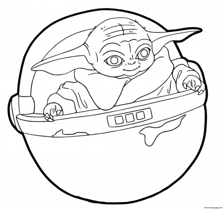 Baby Yoda Spaceship Coloring Pages Printable