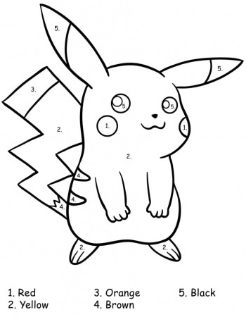 Pikachu Pokemon Color By Number Coloring Page - Free Printable Coloring  Pages for Kids