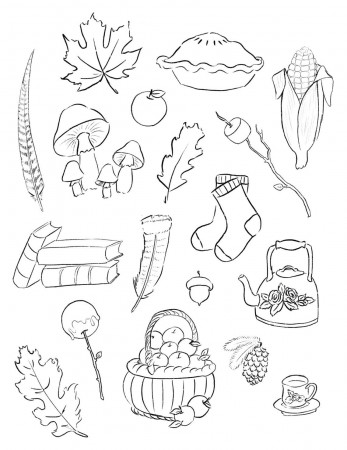 Instant Download. Autumn Printable Stickers or coloring page. | Coloring  pages, Printable stickers, Autumn stickers