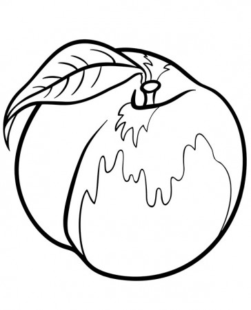Printable coloring page peach fruit