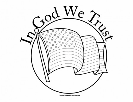 Quarter Drawing In God We Trust - Waving American Flag Coloring Page |  Transparent PNG Download #2018752 - Vippng