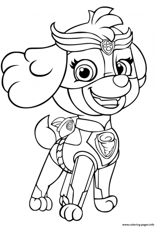 PAW Patrol Mighty Pups Skye For Girls Coloring Pages Printable