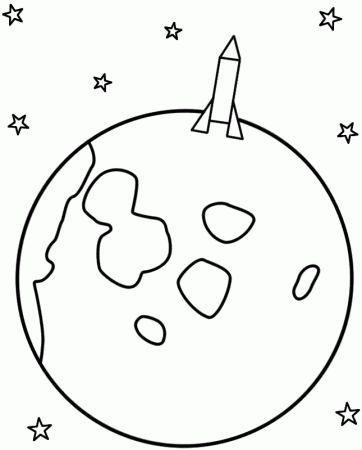 Rocket Landing on the Moon - Coloring Page (Space)