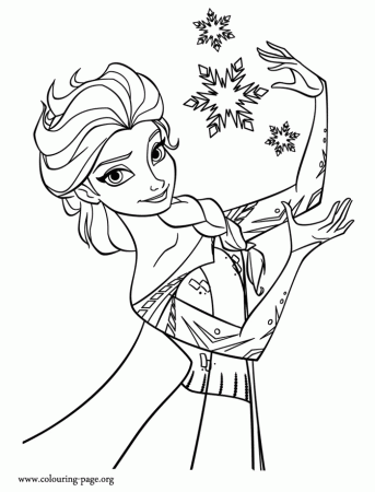 Frozen - Elsa making snowflakes coloring page