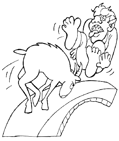 Billy Goats Gruff Coloring Page | Big Billy Goat & Troll