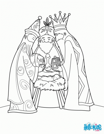 CHRISTMAS coloring pages - The Three Wise Men and baby Jesus