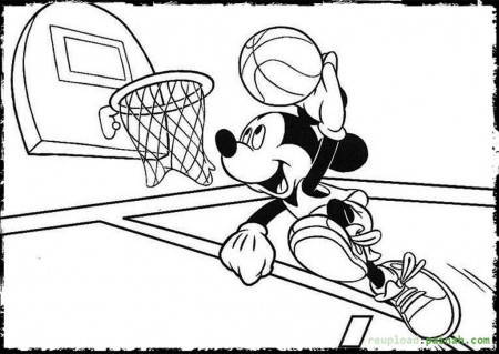 Basketball Coloring Pages Mickey Mouse Jump Shoot - Colorine.net ...