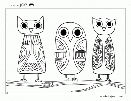 Made by Joel Â» Owls Coloring Sheet