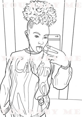 Selfie Coloring Page Black Girl Coloring Page African - Etsy