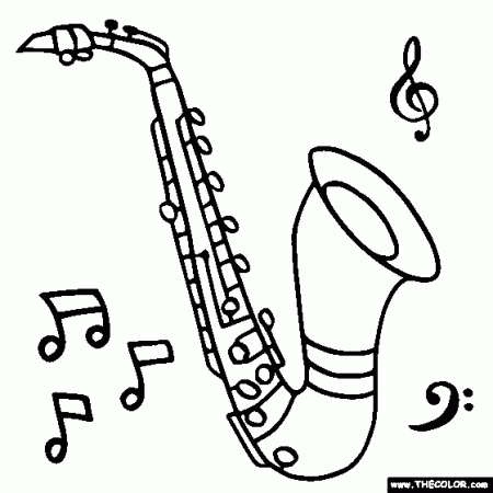 Musical Instruments Coloring Pages | Page 1 | Saxophone, Saxophone art, Coloring  pages