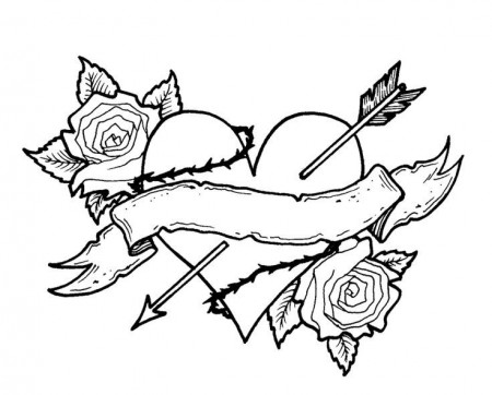 awesome coloring pages of hearts and roses Free Download | Heart coloring  pages, Skull coloring pages, Valentine coloring pages