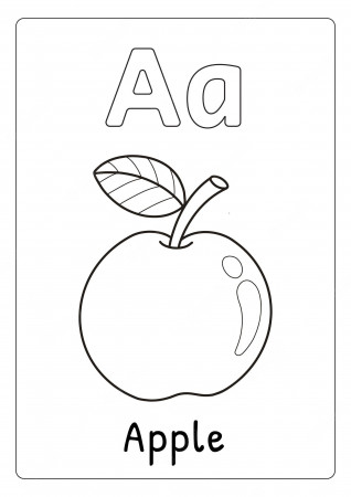 Premium Vector | Alphabet letter a for apple coloring page for kids