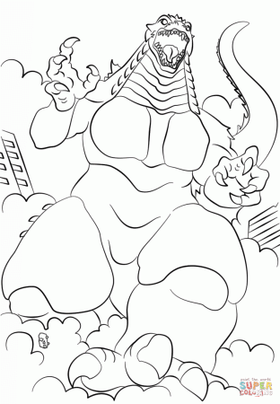 Running Godzilla coloring page | Free Printable Coloring Pages