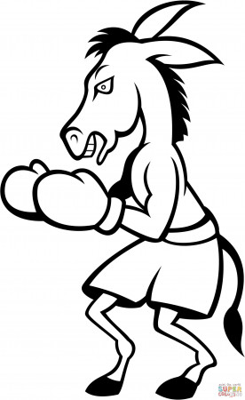 Donkey Boxing coloring page | Free Printable Coloring Pages