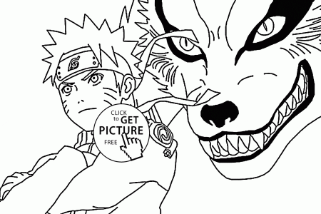Naruto and the Nine Tailed Fox Kurama coloring page for kids ...
