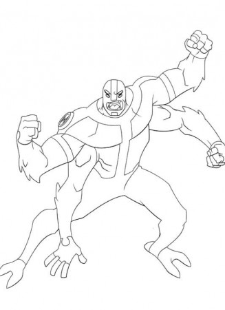 Ben 10 Transforms Into A Strong Coloring Pages | Ben 10, Cartoon coloring  pages, Coloring books