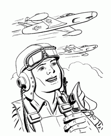 Happy Memorial Day Pilot and Bomber Planes Coloring Page for ...