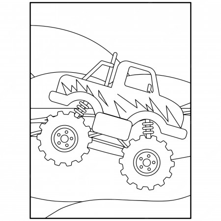 Premium Vector | Printable monster truck coloring pages for kids premium  vector