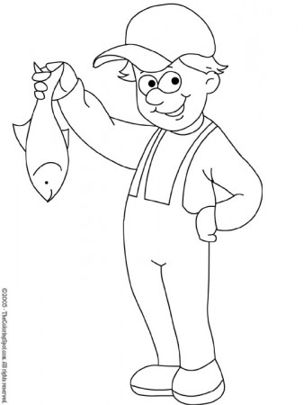 Fisherman Coloring Page | Audio Stories for Kids | Free Coloring Pages |  Colouring Printables