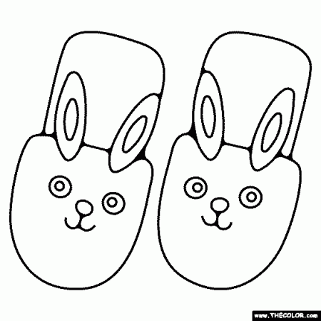 Bunny Slippers Coloring Page