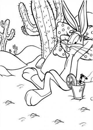 Bugs Bunny Relaxing in the Dessert Coloring Page - Free ...