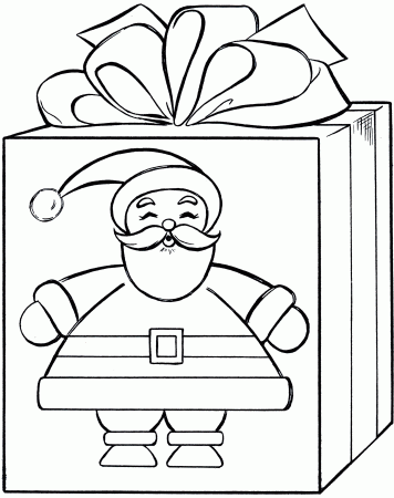 Santa Gift Coloring Page - Cute! - The Graphics Fairy