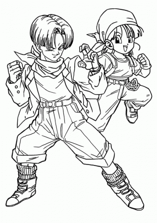 Cute Trunks and Bulma Form in Dragon Ball Z Coloring Page: Cute ...