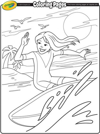 Surfer Girl Coloring Page | crayola.com