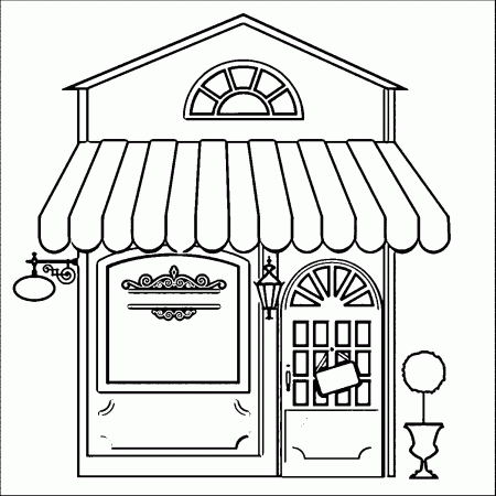 Restaurant Building Coloring Pages | Wecoloringpage | Coloring ...