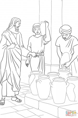 Jesus Turns Water Into Wine Coloring Page