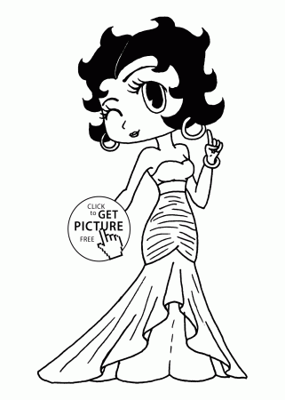 Betty Boop coloring pages for kids, printable free | coloing-4kids.com