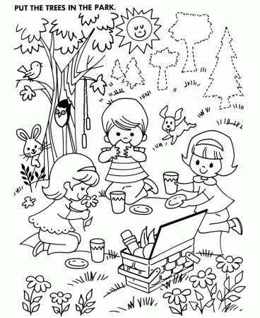 Picnic Coloring Page - Coloring Pages for Kids and for Adults
