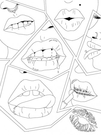 Lips Coloring Page-printable Adult Coloring Pages Treat - Etsy