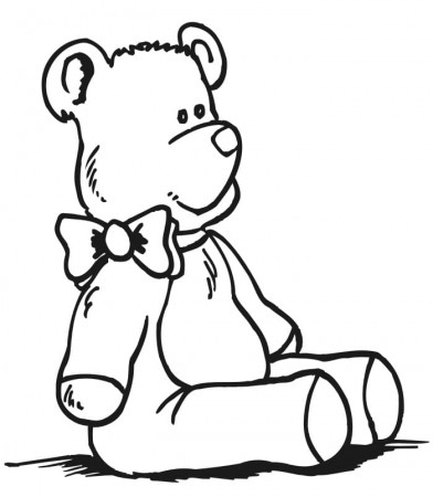 Teddy Bear Sitting Coloring Page - Free Printable Coloring Pages for Kids