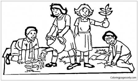 Children Of The World Do Planting Tree Coloring Pages - Gardens Coloring  Pages - Coloring Pages For Kids And Adults