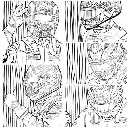 Formula 1 Drivers Colouring Pages // Set of 5 F1 Printables | Etsy