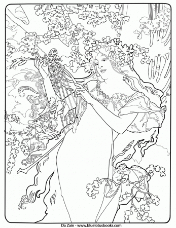 Alfons Mucha Art Nouveau Free Adult Coloring Pages – Adult Coloring  Worldwide