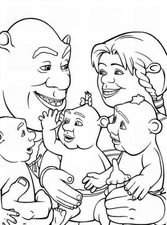 Shrek and Family Coloring Page | Color Luna
