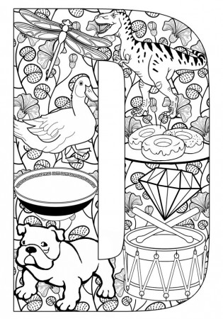 Letter D - Alphabet Coloring Page For Adults