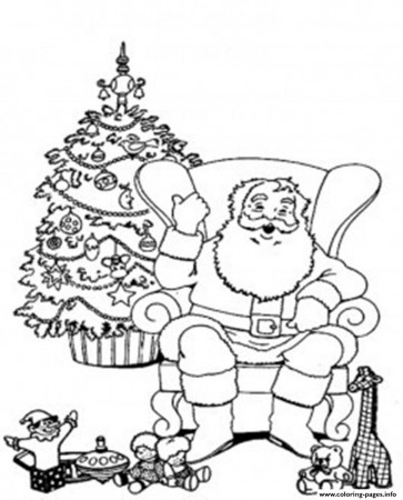 Santa Relaxing In A Chair Christmas S For Kids43e9 Coloring ...