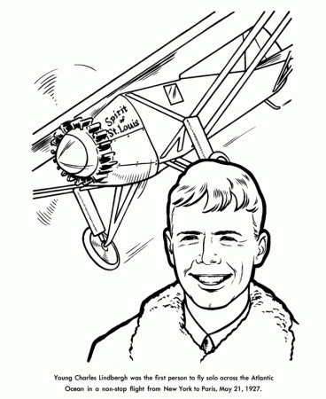 USA-Printables: Charles Lindbergh Coloring Pages - Famous Americans in US  History coloring sheets