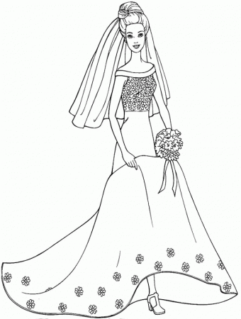 Free Wedding Dress Coloring Pages, Download Free Wedding Dress Coloring  Pages png images, Free ClipArts on Clipart Library