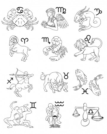 12 Astrological Signs Coloring Page - Free Printable Coloring Pages for Kids