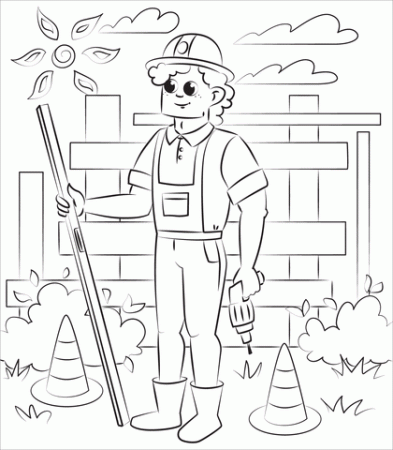 Construction Worker coloring page | Free Printable Coloring Pages