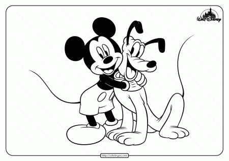 Printable Mickey Mouse and Pluto Coloring Page