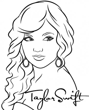 Taylor Swift singer to color printable coloring page pop stars