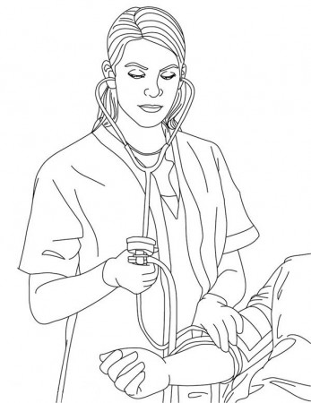 Nurse Checking Blood Pressure Coloring Page - NetArt