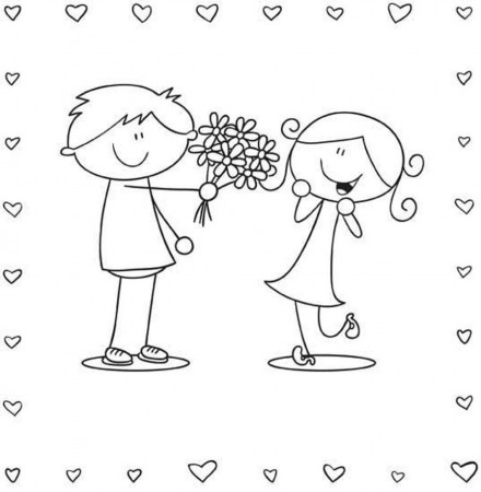 Boy And Girl Valentine Coloring Page | Valentine Coloring pages of ...