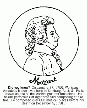 Wolfgang Amadeus Mozart Coloring Page | crayola.com